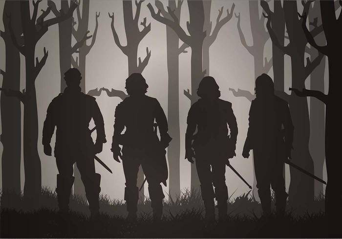 musketeers-through-the-mist-free-vector